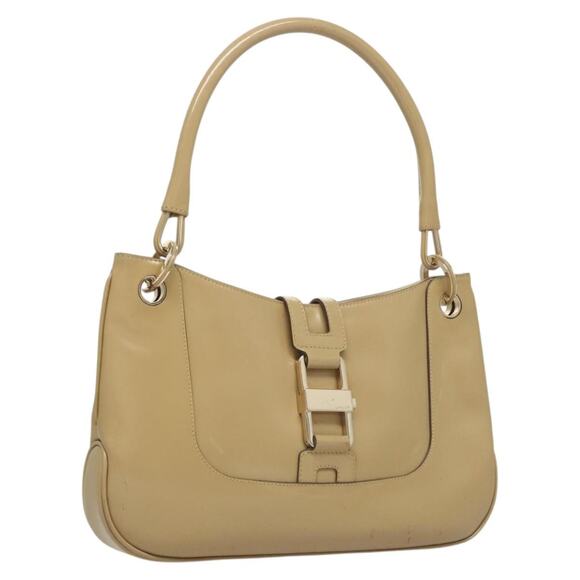 GUCCI Hand Bag Leather Beige Gold 001 001 - Picture 1 of 16